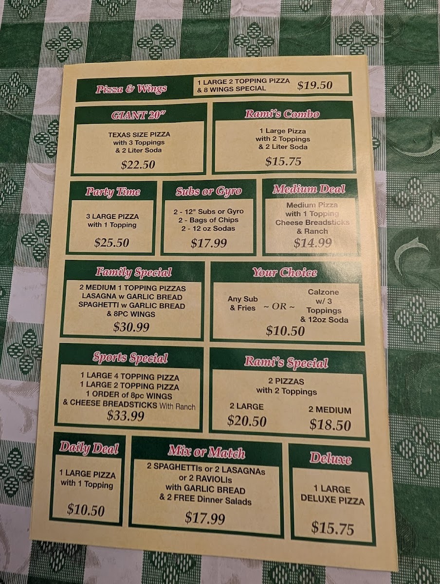 Menu Rami's Pizza-1